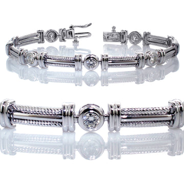 1.15 CT Bezel Set Round Diamond Tennis Bracelet in 14k White Gold